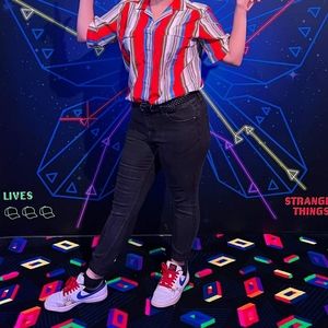 Vintage Striped Button-Up Blouse